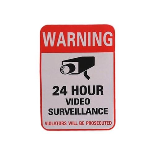 Wall Sticker 24H Video Camera System Warning Sign Wall Decal Surveillance Monitor Decal Public Area Security 15x10cm