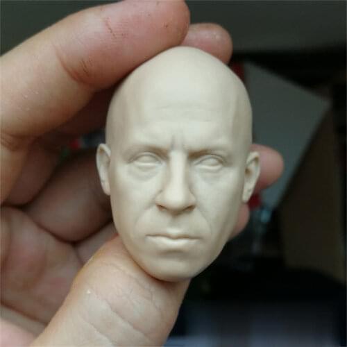 Unpainted 1/6 Scale Strong Bald Man Vin Head Sculpt Model For Action Figure Dolls Painting Exercise No.144