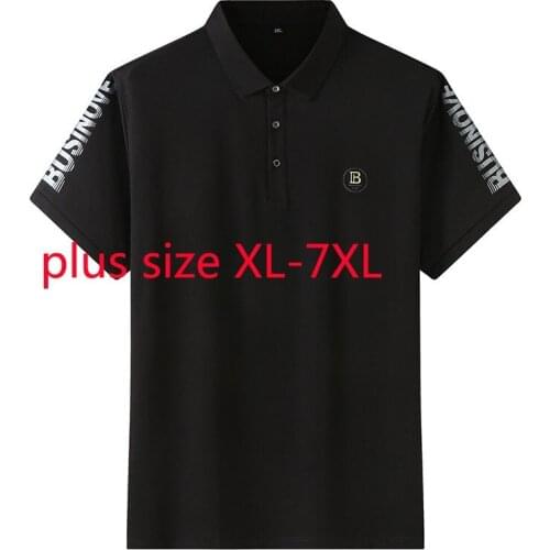 New Arrival Fashion Super Large Summer Men Short Sleeve Printed Casual Knitted Turn-down Collar Plus Size XL2XL3XL4XL5XL6XL 7XL