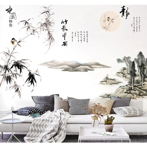 Landscape Painting Wall Stickers Chinese Style Home Decor Living Room Bedroom Wallpaper TV Sofa Background Wall Mural