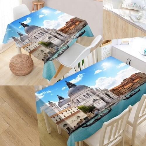Custom Grand Canal Venice Table Cloth Oxford Fabric Rectangular Waterproof Oilproof Table Cover Family Party Tablecloth