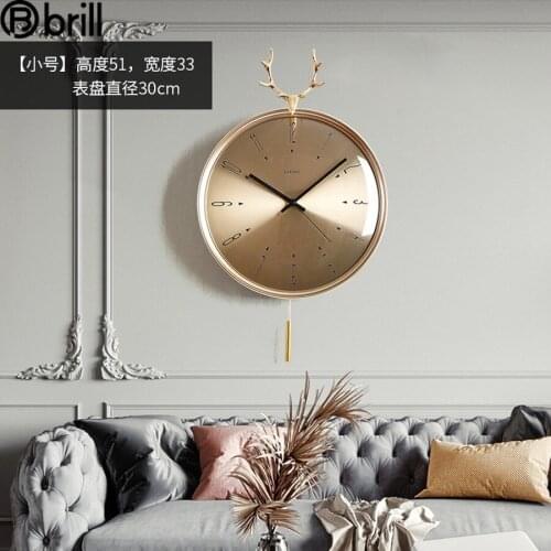 Nordic Light Luxury Simple Wall Clock Metal Deer Head Art Silent Wall Clock Creative Clocks Wall Home Decor Living Room Horloge