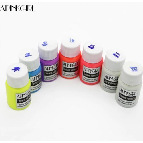APINKGIRL 12Pcs/lot Luminous Glow in Dark Body Art Paint UV Face Body Paint Fluorescent Halloween Makeup Fancy Body Painting Set