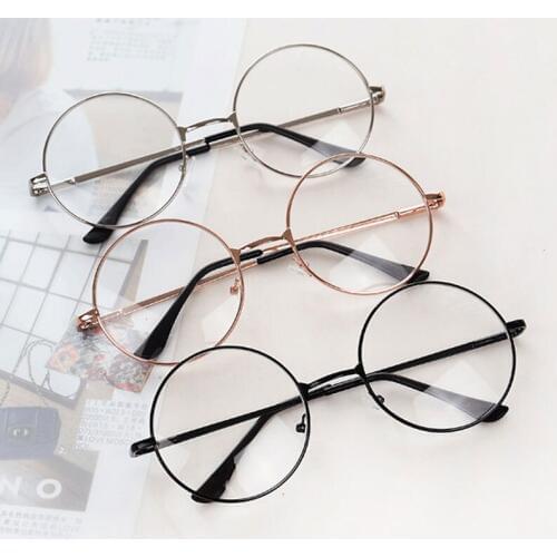 Unisex Vintage Retro Round Eye Glasses Metal Alloy Frame Clear Lens Glasses Nerd Geek Oversize Fashion Round Circle Eye Glasses