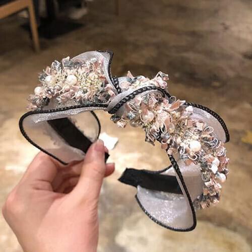 Korean Pop Vintage New High-end Lace Simple Cross Hook Wide Side Headband For Women Fashion Retro Jewelry Wholesale