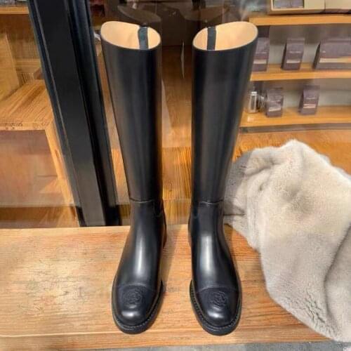 Studio Shoes OL Work Knee High Boots Brand Embroider Camellia Botines Mujer Long Ride Knight Bottes Fashion Women Leather Boots