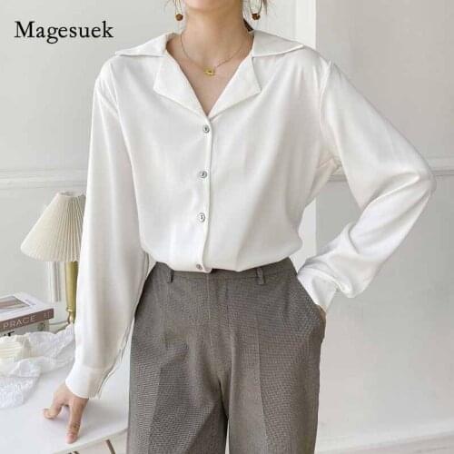 Office Lady Style Suit Lapel Collar Vintage Solid Blouse Korean Fashion Long Sleeve Women Chic Loose Female Autumn Shirt 11092
