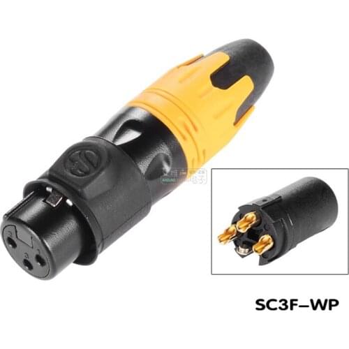 1Pcs waterproof and dustproof outdoor performance three-core XLR female plug IP65 Male balanced microphone audio socket SC3M-WP