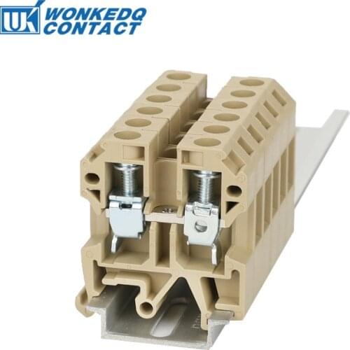 10Pcs SAK10EN Universal Screw Connection Feed-through SAK10 10 mm² Wire Electrical Connector DIN Rail Terminal Block SAK 10EN