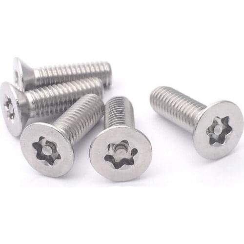 10pcs M5 stainless steel Torx countersunk screws bolts T&TX flat head screw anti-theft with column bolt GB2673 8mm-60mm long