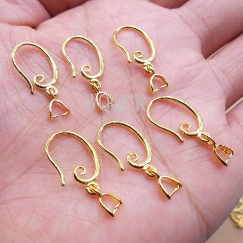 100PCS Hook-shaped 18K Gold Irregular Ring-shaped Ear Hook + Clip DIY Jewelry Accessories for Womens Earring Jewelry Making