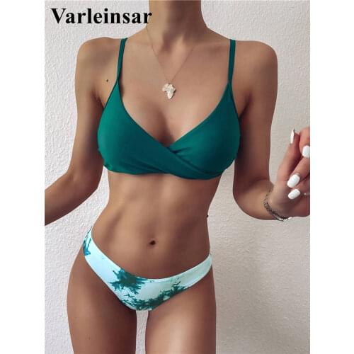 2020 Tie Dye Mid Waist Bikini Female Swimsuit Women Swimwear Two-pieces Bikini set Ink Printed Bather Bathing Suit Swim V2421
