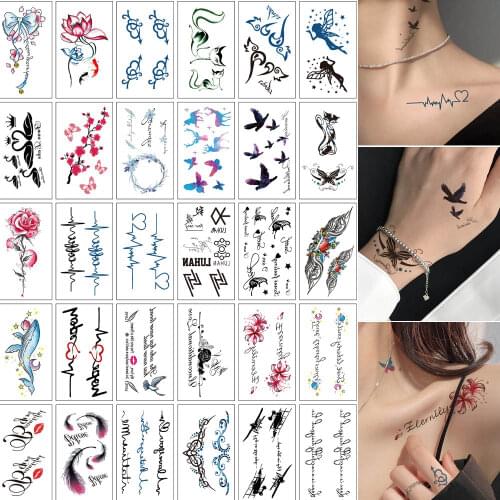 30pcs/lot Fake Tattoo Stickers Temporary Tattoo Waterproof Falsh Colorful Heart Geometric Pattern Feather Tree Letter Sun Tattoo