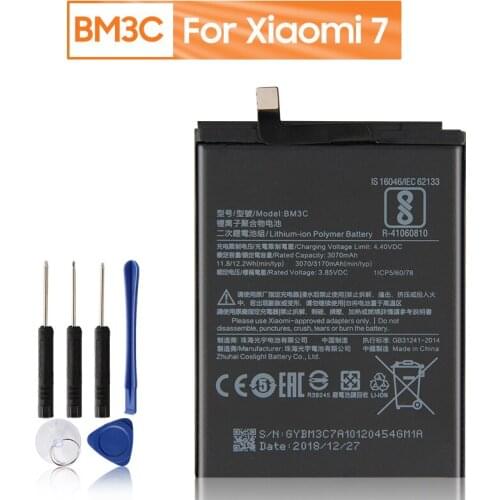 Xiao Mi Original BM3C Battery For Xiaomi 7 MI7 BM3C Genuine Replacement Phone Battery 3170mAh With Free Tools