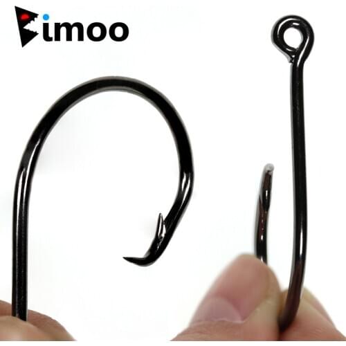 Bimoo High-carbon Steel circle shark hook Big Forged Fish Hooks Saltwater Fishing Hook 8/0 9/0 10/0 11/0 12/0 14/0 Black
