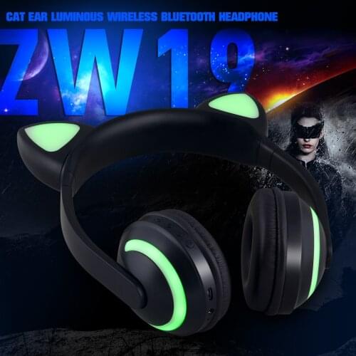 Bluetooth Earphones 5.0 Flash Light Cute Cat Ears Stereo Noise Reduce Music Holiday Gift Wireless headphones cat ears microphon