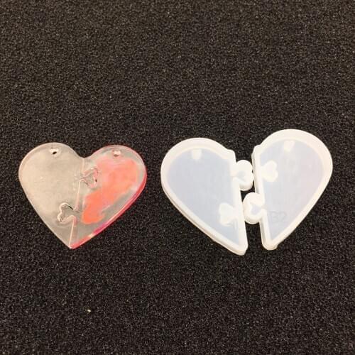 Blesiya Silicone Pendant Mold Couple Heart DIY Jewelry Resin Casting Mould