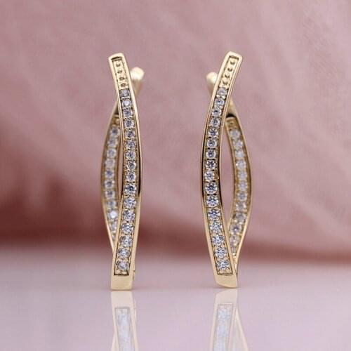 New Arrivals Single Row Micro-wax Inlay Natural Zircon Long Earrings 585 Rose Gold Women Wedding Party Creatively Jewelry