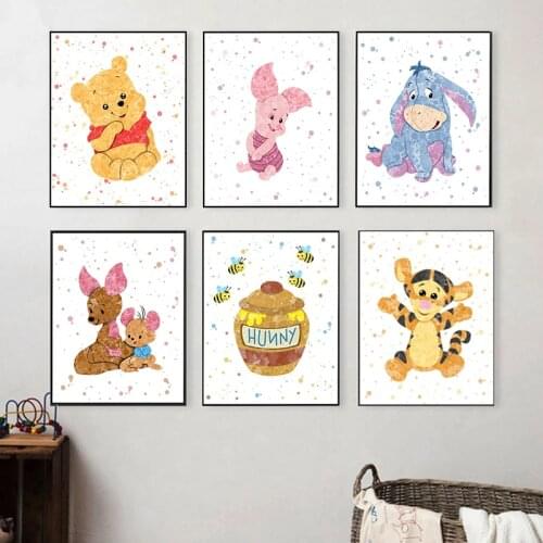 Disney Cartoon Anime Winnie The Pooh Canvas Painting Prints and Posters Wall Art Picture for Kids Room Home Decoration Cuadros