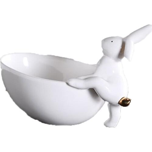 Nordic cute rabbit fruit plate cake snack plate Creative model room restaurant coffee table desktop storage tray
