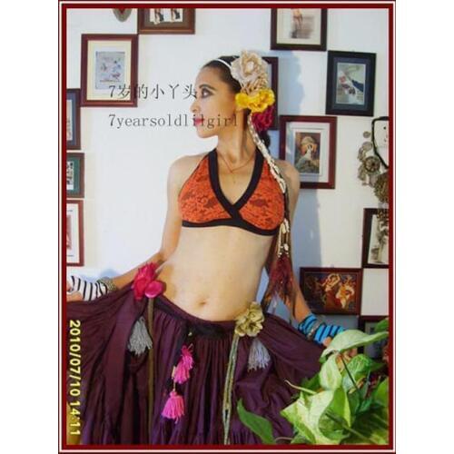 Lace Tribal Belly Dance Bra Top Halter Neck Gothic Gypsy Bohemian DJ10