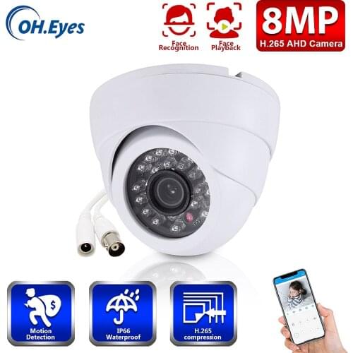 OH.EYES CCTV Dome Camera 24IR LEDS Indoor Outdoor Night Vision 1/3"CMOS COLOR 8MP Dome Camera 24IR LED Built-in 3.6mm Lens