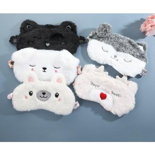 Sleeping Mask Kawaii Soft Toy Eye Mask Plush Eye Shade Cover Christmas Deer Cartoon Eyeshade Relax Mask For Travel Toy