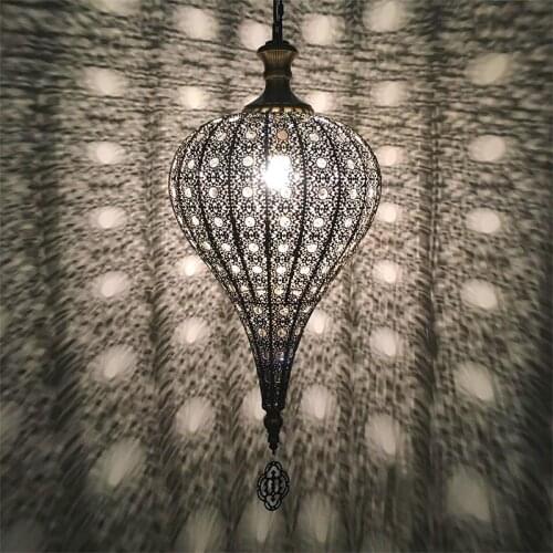 Retro Metal Hollow Lamps For Living Room Morocco Exotic Pendant Light for Turkish Southeast Asia Shop Restaurant Bar Decor Lamp