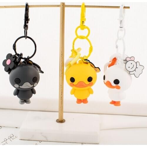 Cute Yellow Duck Key Chain Nordic Style Dancing Duck Keychains Cartoon Creative Key Ring Women Bag Car Pendant Accessory