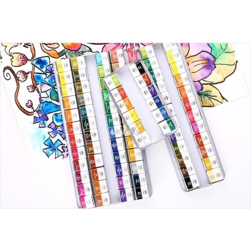 MUNGYO 12/24/48 Colors Watercolor Paint Set, Solid Water Color Metal Box, Watercolor Painting Pigment for Student, Art Supplies