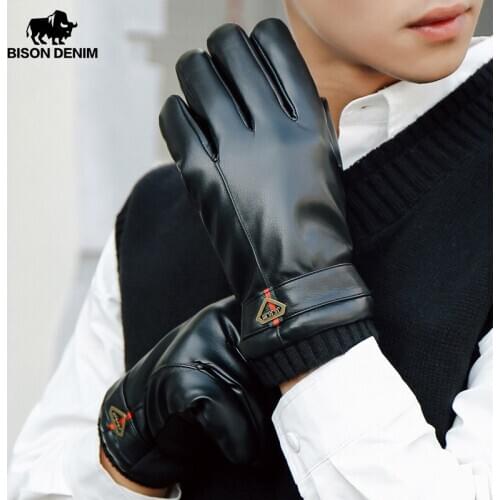 BISON DENIM Mens Winter Gloves Thicken Waterproof Winter Touch Screen Cycling Winter Warm Gloves for Men S038