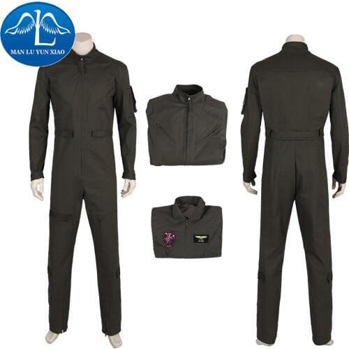 Top Gun Mens Flight Pilot Jumpsuit Jacket Coat Army Soldier Costume Halloween Cosplay Customize Deluxe