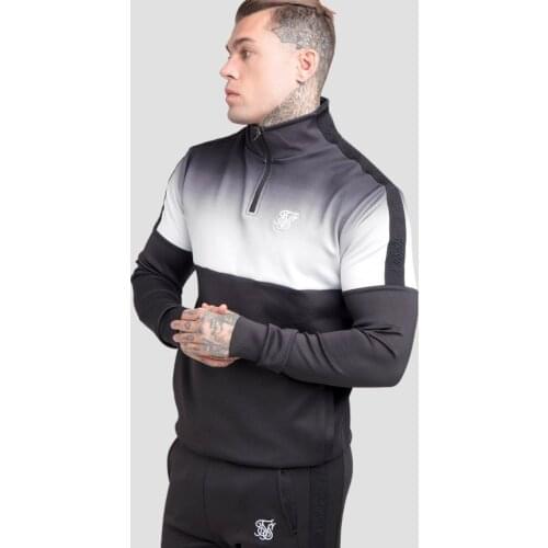 SikSilk Half Zipper Fade Black Mens Top