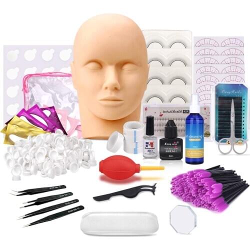 False Eyelash Extension Exercises Training Kit Professional Mannequin Head Lip Makeup Eyelash Grafting Training Tool Kit