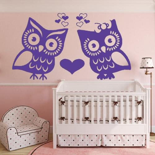 Wall Sticker TEAL Owl love birds vinyl sticker hearts decal car truck SUV bumper window wall home