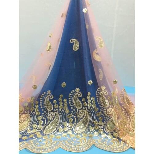 Nigerian Sequins Lace Fabrics Indian Nigerian Lace Fabrics Embroidery African Tulle French Lace Materials Diy Women Dresses