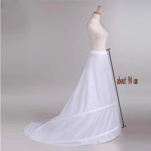 Petticoat with Train White 2 Hoops Underskirt Crinoline for Bride Formal Dress Cheap Wedding Accessories