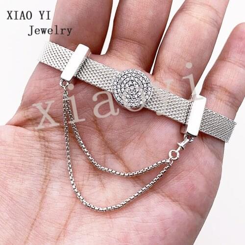 XIAOYI 2020 new S925 100% The safety chain is simple and fashionable, suitable for European womens wide bracelet wedding female