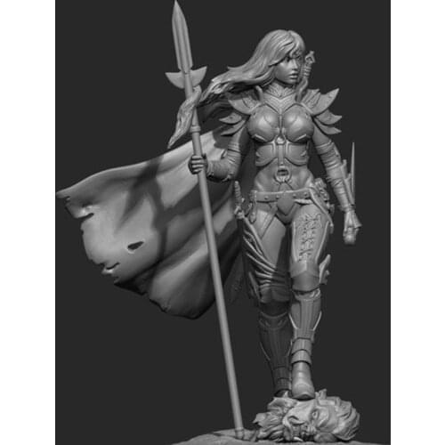 New Unassembled 1/24 ancient woman warrior stand Resin Figure Unpainted Model Kit