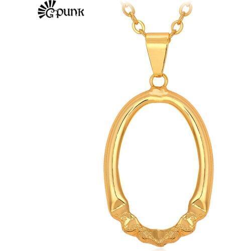 Ellipse Round Necklace Women Jewelry yellow Gold/ color Hollow Necklaces & Pendants Simple Trendy Wholesale P438G