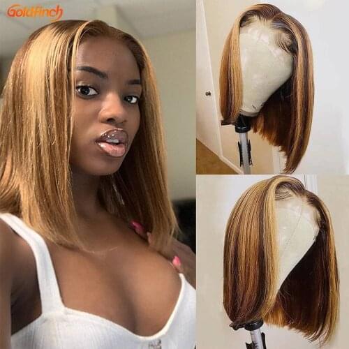 Highlight Bob Wig 14” Highlight Wig Human Hair 4/27 Bob Wigs T Part Lace wig Human Hair Short Bob Wigs Ombre Human Hair Bob Wig