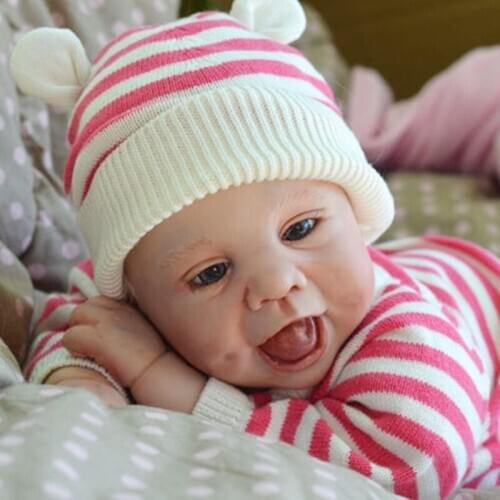 NPK DIY Popular reborn doll kit sleeping smiley face very soft touch fresh color unpainted unfinished doll parts