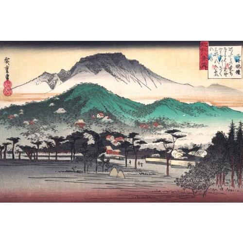 Portrait poster scenery canvas painting landscape picture Japanese traditional art Evening Bell at Mii Temple By Ando Hiroshige