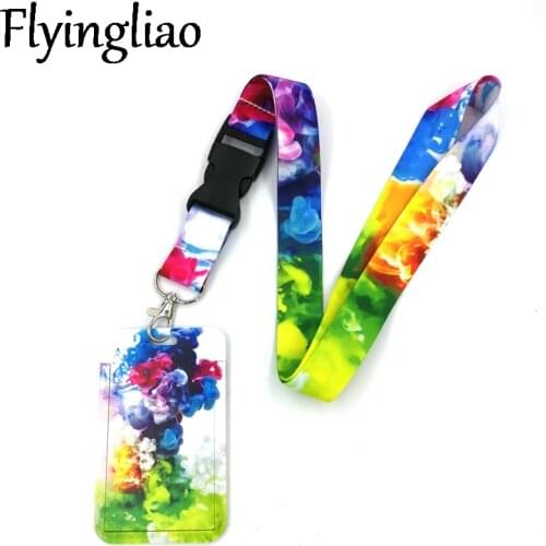 Colorful smoke Lanyard Neck Strap Art Anime Fashion Lanyards Bus ID Name Work Card Holder Accessories Decorations Kids Gifts