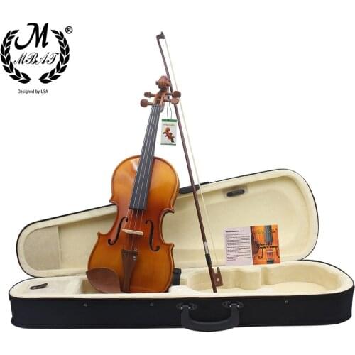 M MBAT Bright Spruce Violin 4/4 3/4 1/4 1/2 Natural Acoustic Fiddle Stringed Instrument With Bow PC Case Music Accessories Set