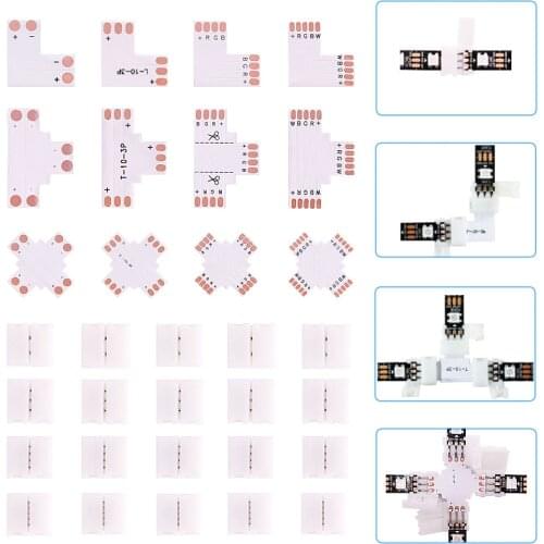 2PIN 3PIN 4PIN 5PIN Free Soldering Led Connector L / T / X Shape Corner Connector For 10mm RGB Led Strip Light