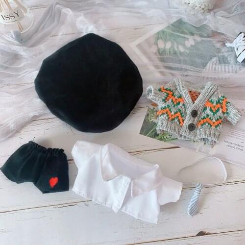 Sweater coat white shirt tie clothes pants 20cm suit 20cm baby clothes exo doll clothes sweater doll Accessories