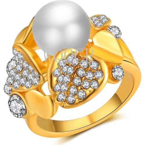 WQQCR Gold Simple Ring 8-9mm Natural Natural Golden South Sea Pearl Ring 1PCS Rings for Women Luxury Jewelry