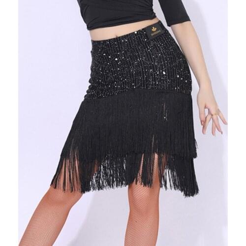Bling Latin Dance Skirt For Women Fringe Tango Cha Cha Dancing Competition Clothing Ballroom Performance Stage Wear YS1588