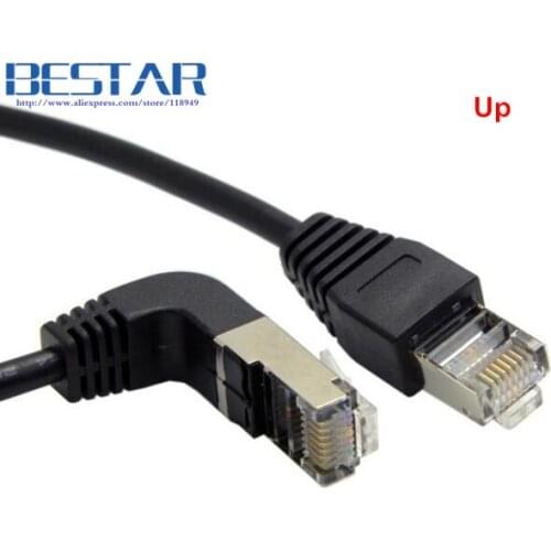 0.5m 1m 2m 3m 5m Elbow Up Angled Cat5e 8P8C STP Cat5 Cat 5e RJ45 Lan Ethernet Network Patch Cord to Straight Cable Angle RJ 45